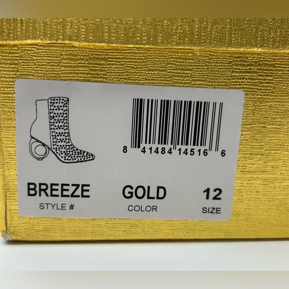 Lady Couture Breeze Gold Rhinestone Cutout Ankle Booties Sculpted Heel Size 12 - Picture 10 of 12